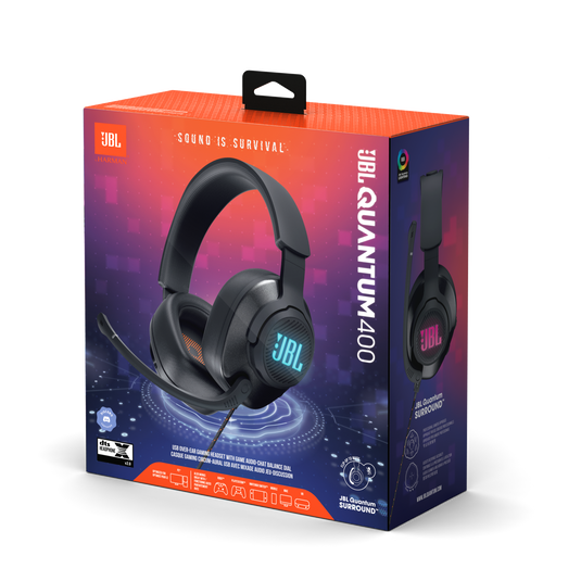 JBL Quantum 400 - Black - USB over-ear PC gaming headset with game-chat dial - Detailshot 15 image number null